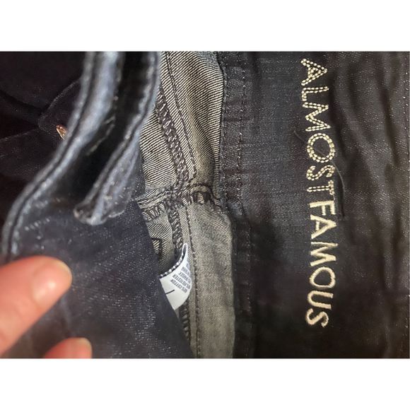 Junior’s • Almost Famous • High Waisted • Dark Wash Denim • Button Fly • Shorts - Picture 3 of 4